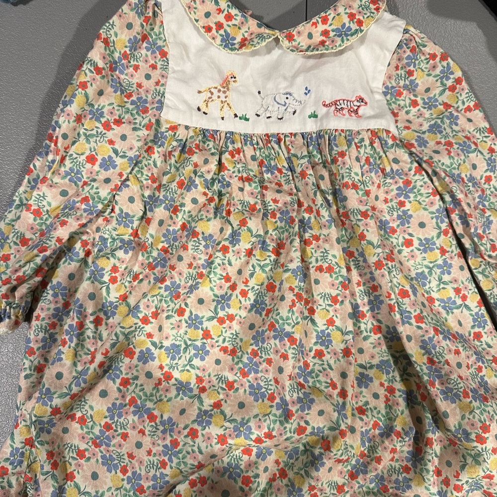Baby Boden Floral Animal Embroidery Dress